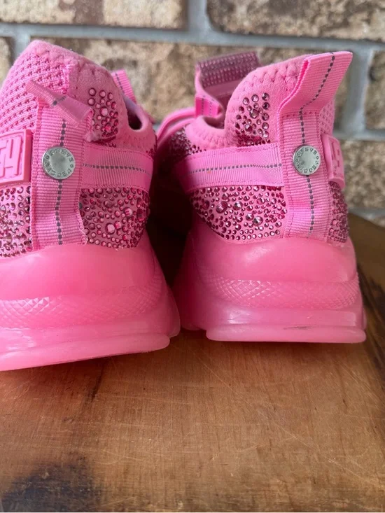Steve Madden NY90 Sneakers Women’s Size 9.5 Pink Rhinestones Pre-Loved Good! - Picture 7 of 10